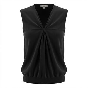 Etro Milano Black Sleeveless Cashmere Silk Blend Blouse Tank Top Size 44 8-10